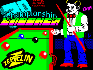 Championship 3D Snooker title screen for ZX Spectrum